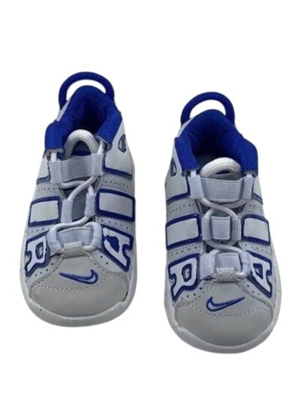 Nike Little Kids Air More Uptempo Sneakers Blue White 4C Basketball Shoes